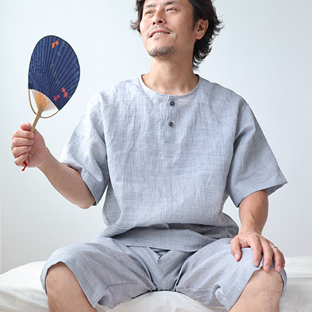 半袖短パンヘンリーネックメンズ