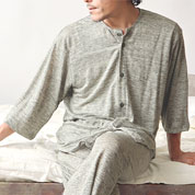 ニットリネン半袖襟ありパジャマ
