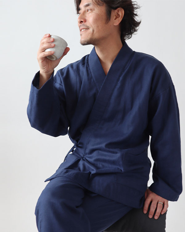 和晒ダブルガーゼメンズ作務衣