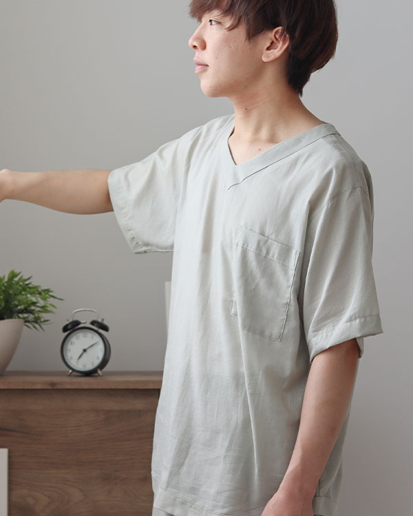 夏のかるふわガーゼメンズパジャマ 上下セット・半袖/かぶり/Vネック