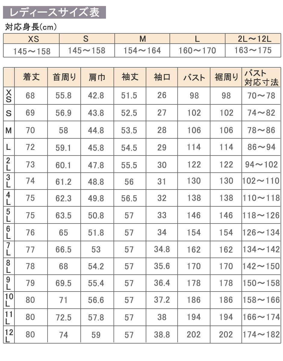 サイズ表上着