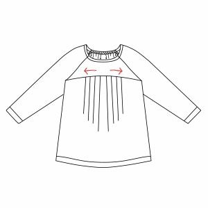 近江ちぢみ麻レディースパジャマ 上下セット・長袖/かぶり/Aライン/胸元切替タック